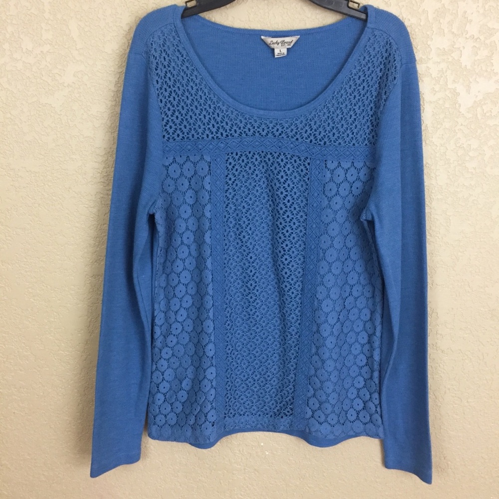 SALE
 Lucky Brand Blue Lace Eyelet Thermal TopE85/2